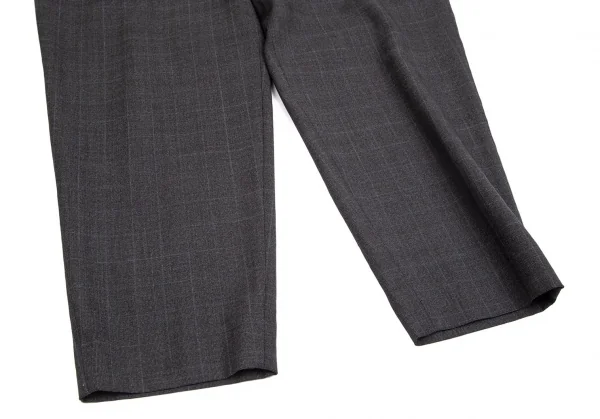 コムデギャルソン オムドゥCOMME des GARCONS HOMME DEUX ウールチェックウエストゴムパンツ グレーM K-97768_008