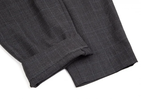 コムデギャルソン オムドゥCOMME des GARCONS HOMME DEUX ウールチェックウエストゴムパンツ グレーM K-97768_009