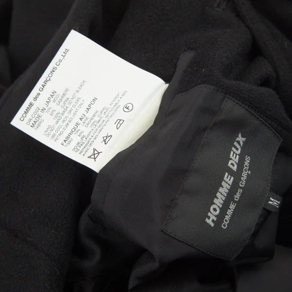 コムデギャルソン オムドゥCOMME des GARCONS HOMME DEUX ウールカシミヤチェスターコート 黒M K-97770_016