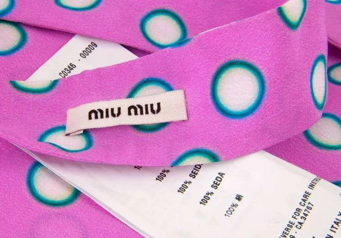 ミュウミュウmiumiu 水玉デザインシルクネクタイ ピンク (P-1370)