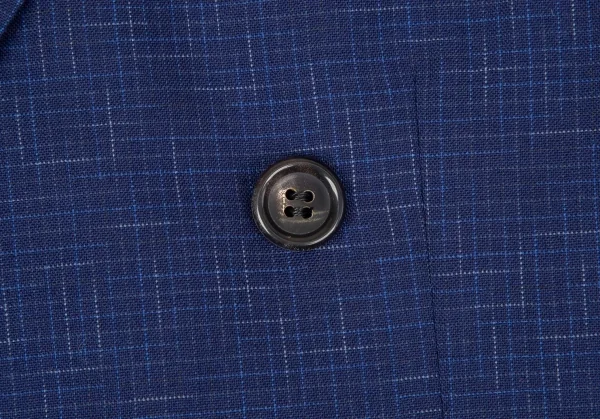 コムデギャルソンCOMME des GARCONSウール乱格子ダブルブレストジャケット 青M K-97810_005