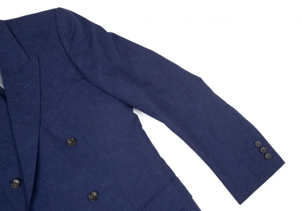 コムデギャルソンCOMME des GARCONSウール乱格子ダブルブレストジャケット 青M K-97810_006