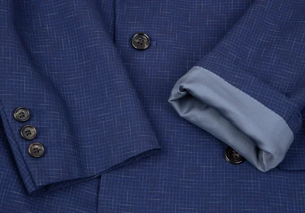 コムデギャルソンCOMME des GARCONSウール乱格子ダブルブレストジャケット 青M K-97810_007