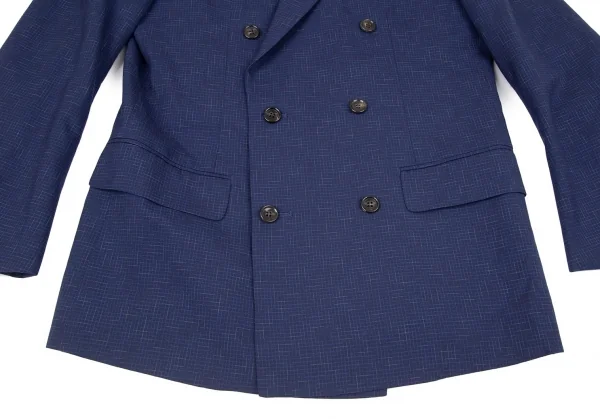 コムデギャルソンCOMME des GARCONSウール乱格子ダブルブレストジャケット 青M K-97810_008