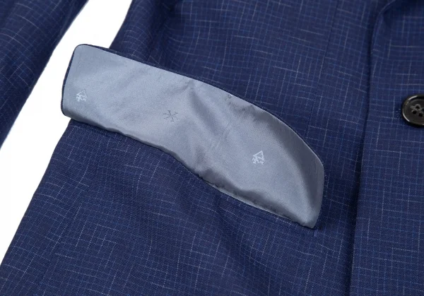 コムデギャルソンCOMME des GARCONSウール乱格子ダブルブレストジャケット 青M K-97810_009