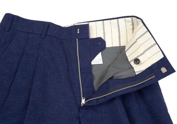 コムデギャルソンCOMME des GARCONSウール乱格子トラウザーパンツ 青M K-97811_003