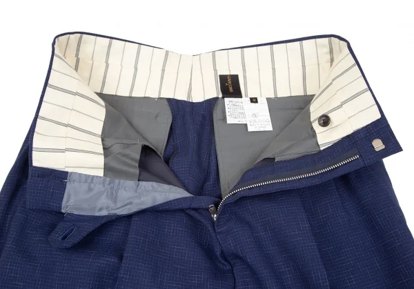 コムデギャルソンCOMME des GARCONSウール乱格子トラウザーパンツ 青M K-97811_004