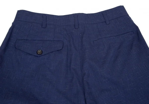 コムデギャルソンCOMME des GARCONSウール乱格子トラウザーパンツ 青M K-97811_009