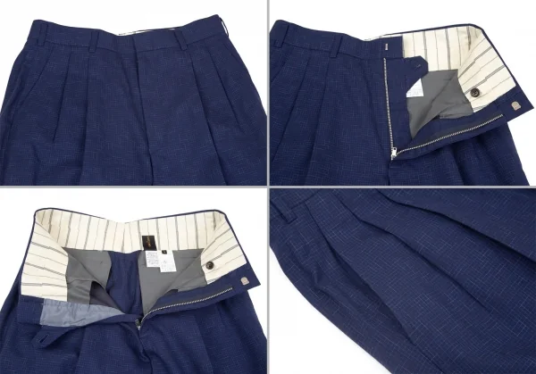 コムデギャルソンCOMME des GARCONSウール乱格子ダブルセットアップスーツ 青M K-97812_013