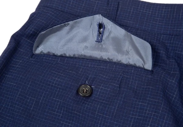 コムデギャルソンCOMME des GARCONSウール乱格子ダブルセットアップスーツ 青M K-97812_018