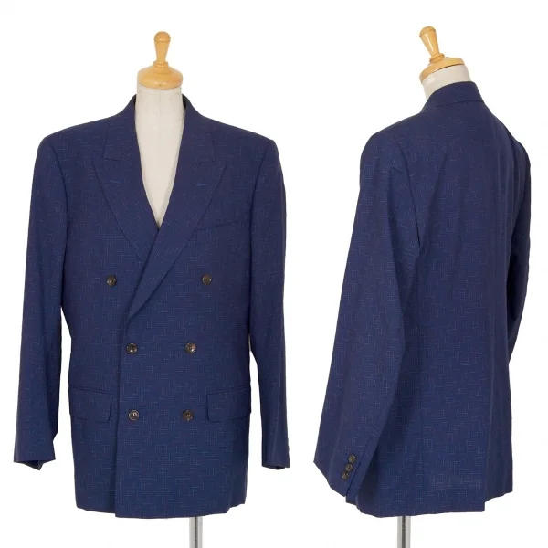 コムデギャルソンCOMME des GARCONSウール乱格子ダブルセットアップスーツ 青M K-97812_002