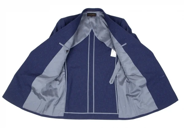 コムデギャルソンCOMME des GARCONSウール乱格子ダブルセットアップスーツ 青M K-97812_009