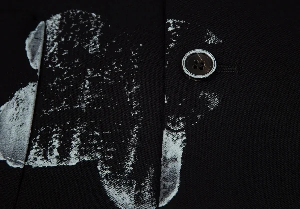 コムデギャルソンCOMME des GARCONS ウールギャバグラフィックプリントジャケット 黒M位 K-97813_010