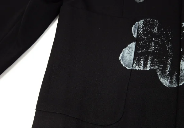 コムデギャルソンCOMME des GARCONS ウールギャバグラフィックプリントジャケット 黒M位 K-97813_011