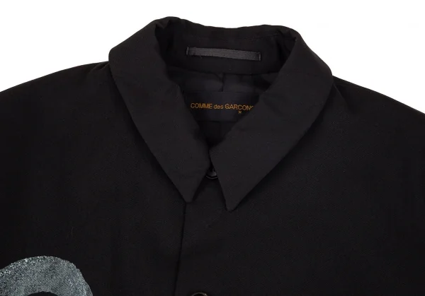 コムデギャルソンCOMME des GARCONS ウールギャバグラフィックプリントジャケット 黒M位 K-97813_003