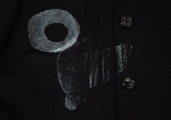 コムデギャルソンCOMME des GARCONS ウールギャバグラフィックプリントジャケット 黒M位 K-97813_005