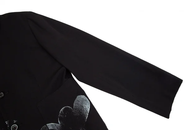 コムデギャルソンCOMME des GARCONS ウールギャバグラフィックプリントジャケット 黒M位 K-97813_007