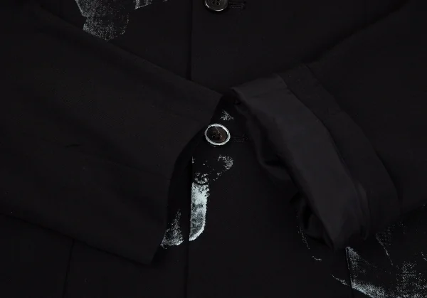 コムデギャルソンCOMME des GARCONS ウールギャバグラフィックプリントジャケット 黒M位 K-97813_008