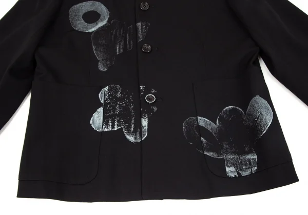 コムデギャルソンCOMME des GARCONS ウールギャバグラフィックプリントジャケット 黒M位 K-97813_009