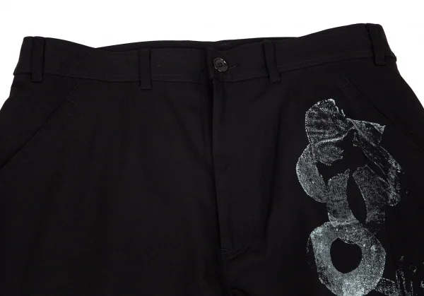 コムデギャルソンCOMME des GARCONS ウールギャバグラフィックプリントワークパンツ 黒M位 K-97814_002