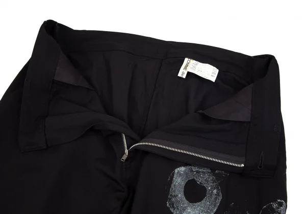 コムデギャルソンCOMME des GARCONS ウールギャバグラフィックプリントワークパンツ 黒M位 K-97814_004