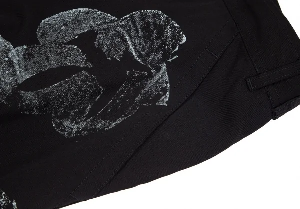 コムデギャルソンCOMME des GARCONS ウールギャバグラフィックプリントワークパンツ 黒M位 K-97814_005