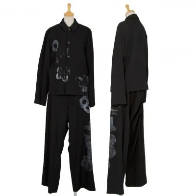 コムデギャルソンCOMME des GARCONS ウールギャバグラフィックプリントセットアップ 黒