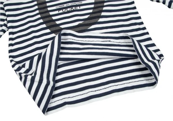 コムデギャルソン ポケットCOMME des GARCONSPOCKET プリントボーダーカットソー 白紺M K-97846_010