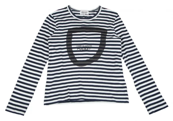 コムデギャルソン ポケットCOMME des GARCONSPOCKET プリントボーダーカットソー 白紺M K-97846_002