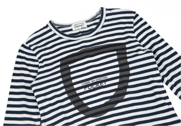 コムデギャルソン ポケットCOMME des GARCONSPOCKET プリントボーダーカットソー 白紺M K-97846_003