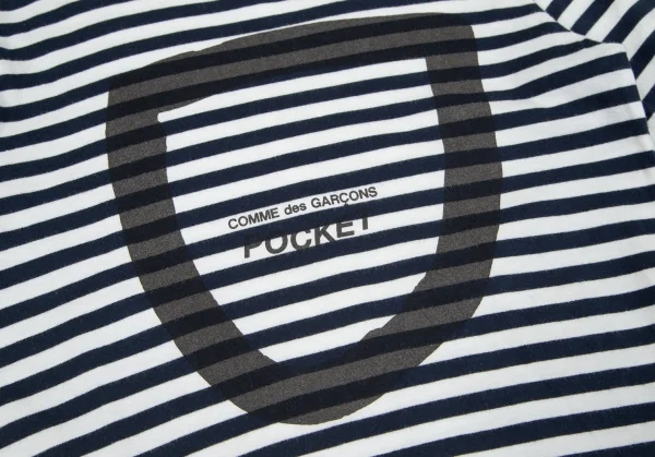 コムデギャルソン ポケットCOMME des GARCONSPOCKET プリントボーダーカットソー 白紺M K-97846_005