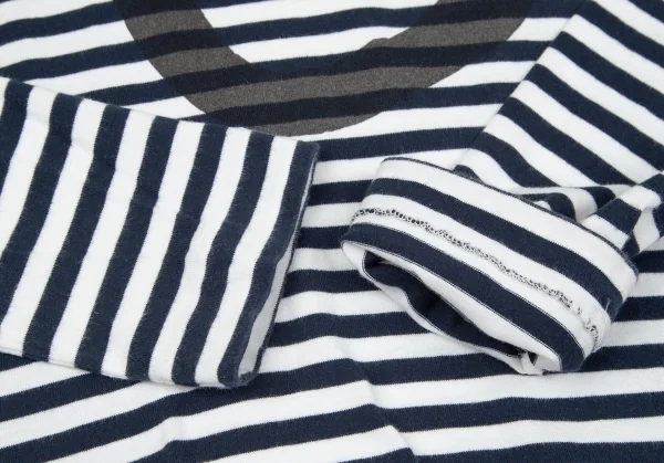 コムデギャルソン ポケットCOMME des GARCONSPOCKET プリントボーダーカットソー 白紺M K-97846_008