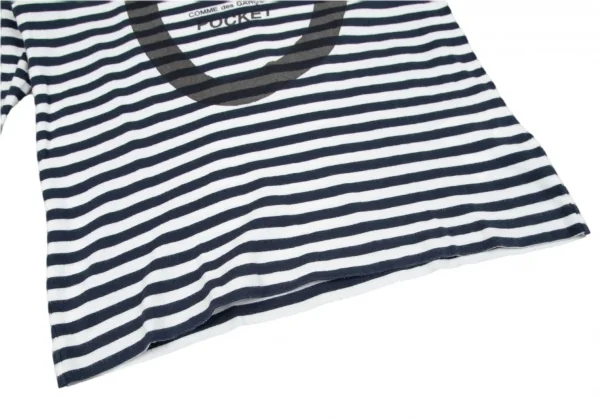 コムデギャルソン ポケットCOMME des GARCONSPOCKET プリントボーダーカットソー 白紺M K-97846_009