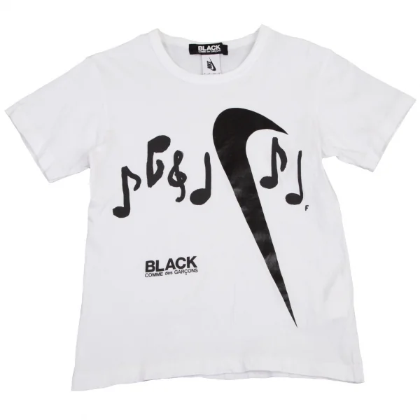 ブラックコムデギャルソン×ナイキBLACK COMME des GARCONS×NIKE 音符ロゴプリントTシャツ 白XS K-97850_001