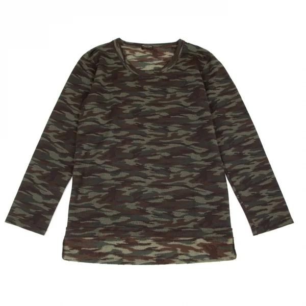 コムデギャルソン オムプリュスCOMME des GARCONS HOMME PLUS ウール裾折り返しデザイン迷彩カットソー 茶カーキ他M位 K-97860_001