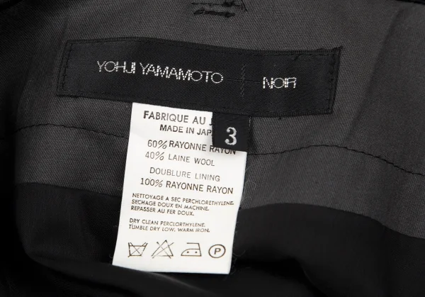 ヨウジヤマモト ノアールYohji Yamamoto NOIR キュプラウール台形スカート 黒3 K-97884_016
