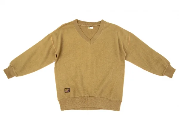 イッセイミヤケISSEY MIYAKE I.S ISSEY SPORT ウール混ピリングVネックニットセーター キャメル9 K-97887_002