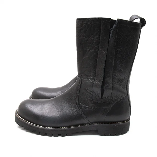 コムデギャルソンオムCOMME des GARCONS HOMME サイドゴアレザーペコスブーツ 黒26 K-97900_003