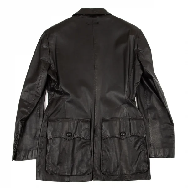 ジャンポールゴルチエ ファムJean Paul GAULTIER FEMME カウレザーメニーボタンジャケット 黒42 K-97937_013