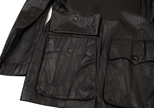 ジャンポールゴルチエ ファムJean Paul GAULTIER FEMME カウレザーメニーボタンジャケット 黒42 K-97937_015