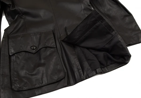 ジャンポールゴルチエ ファムJean Paul GAULTIER FEMME カウレザーメニーボタンジャケット 黒42 K-97937_016