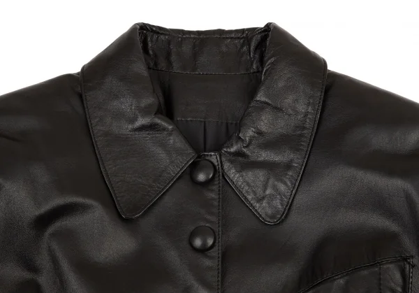 ジャンポールゴルチエ ファムJean Paul GAULTIER FEMME カウレザーメニーボタンジャケット 黒42 K-97937_003