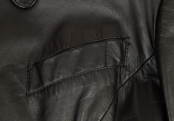 ジャンポールゴルチエ ファムJean Paul GAULTIER FEMME カウレザーメニーボタンジャケット 黒42 K-97937_004
