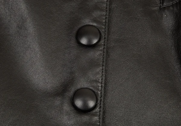 ジャンポールゴルチエ ファムJean Paul GAULTIER FEMME カウレザーメニーボタンジャケット 黒42 K-97937_005