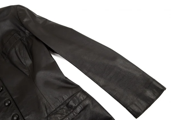 ジャンポールゴルチエ ファムJean Paul GAULTIER FEMME カウレザーメニーボタンジャケット 黒42 K-97937_006