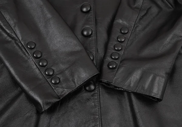 ジャンポールゴルチエ ファムJean Paul GAULTIER FEMME カウレザーメニーボタンジャケット 黒42 K-97937_007
