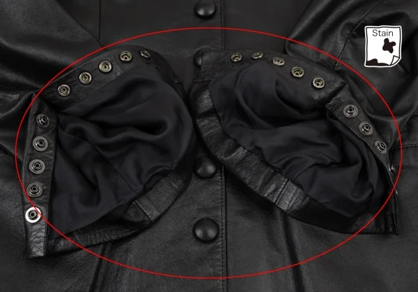 ジャンポールゴルチエ ファムJean Paul GAULTIER FEMME カウレザーメニーボタンジャケット 黒42 K-97937_008