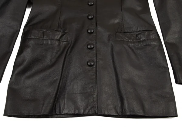 ジャンポールゴルチエ ファムJean Paul GAULTIER FEMME カウレザーメニーボタンジャケット 黒42 K-97937_009