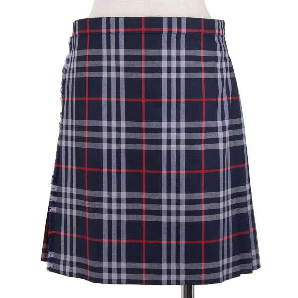 美品 Burberry バーバリー プリーツ巻きスカート 英国製ウール