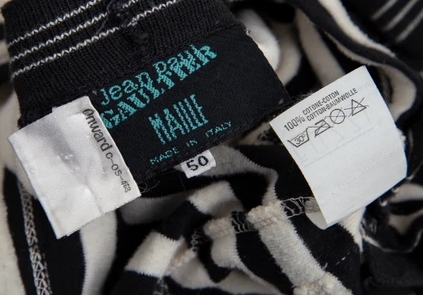 ジャンポールゴルチエ マイユJean Paul GAULTIER MAILLE ボーダーPコート型カーディガン アイボリー黒50 K-98004_020